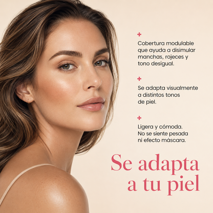 La base que se adapta a tu piel. Uniforme y natural en segundos